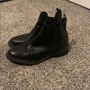 Black Leather Studded Booties